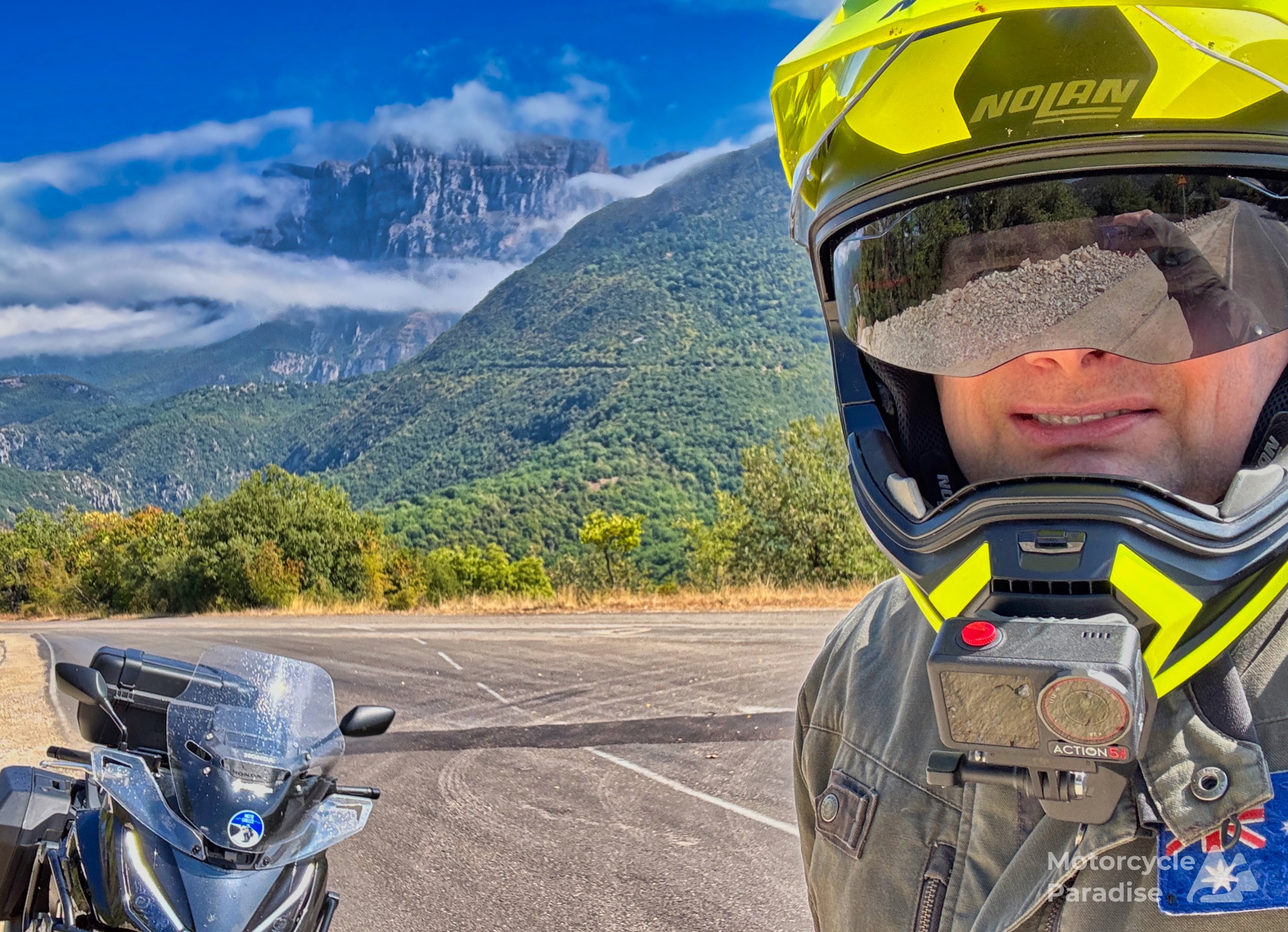 After the rain I was rewarded with this beautiful view. Part one of my Greece tour is now live on the blog. #motorcycletouring #motorcycleadventure #motorcycletravel #greecemotorcycletour #betterthanmountainscanbeonlymountains