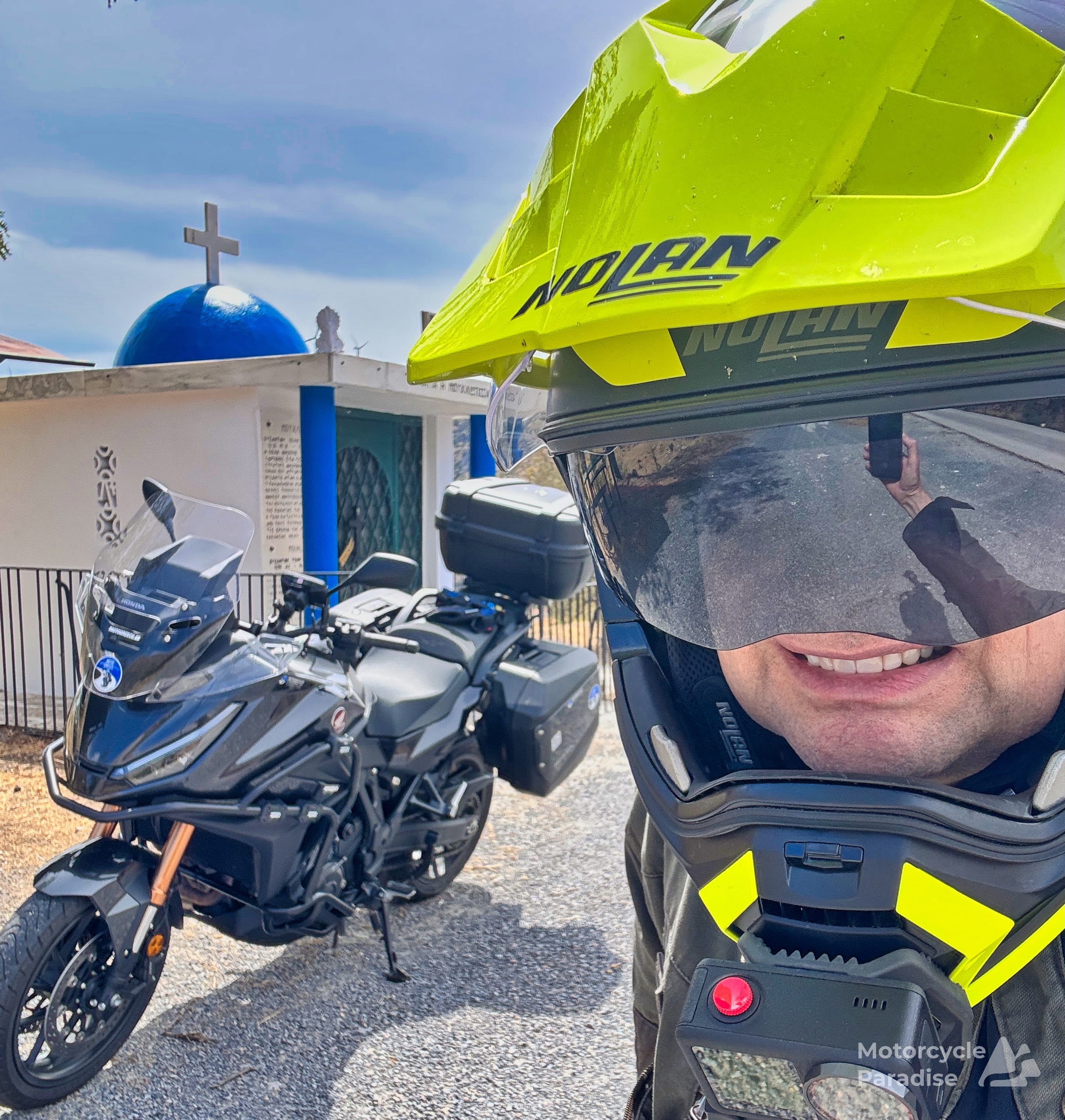 Day 2 of 16 riding Greece. Super impressed with the country and this bike. #motorcycletouring #motorcycletravel #motorcycleadventure #hondant1100dct #greecemotorcycletour